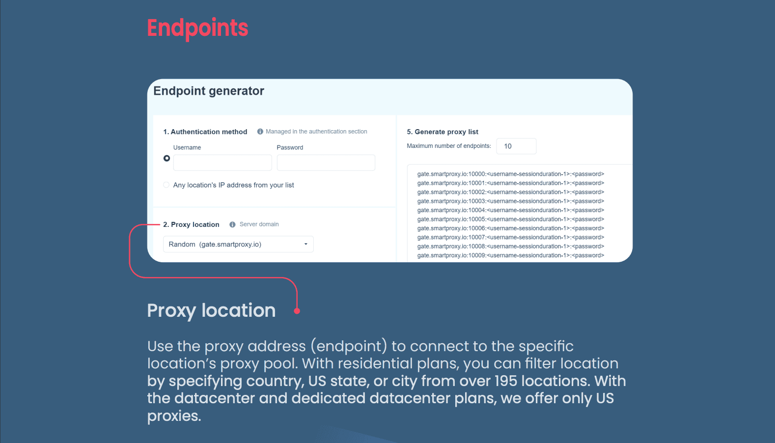 Smartproxy's endpoints.