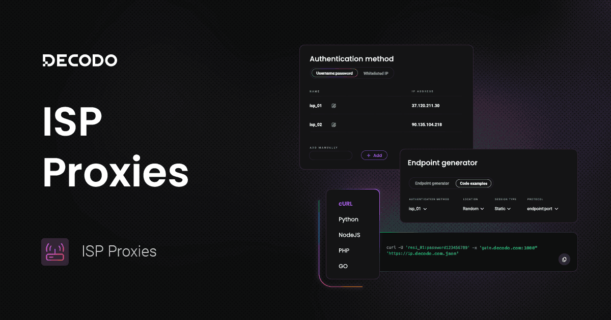 Decodo ISP proxies visual
