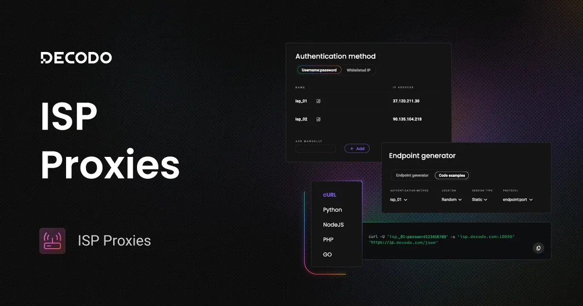 ISP Proxies from $0.27/IP – Shared & Dedicated | Decodo